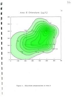 Figure 4. Chloroform concentrations in Area B with color coding