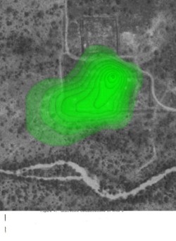 Aerial Image of Page-Trowbridge radioactive/ toxic waste landfill  showing chloroform concentrations as of 12 years ago